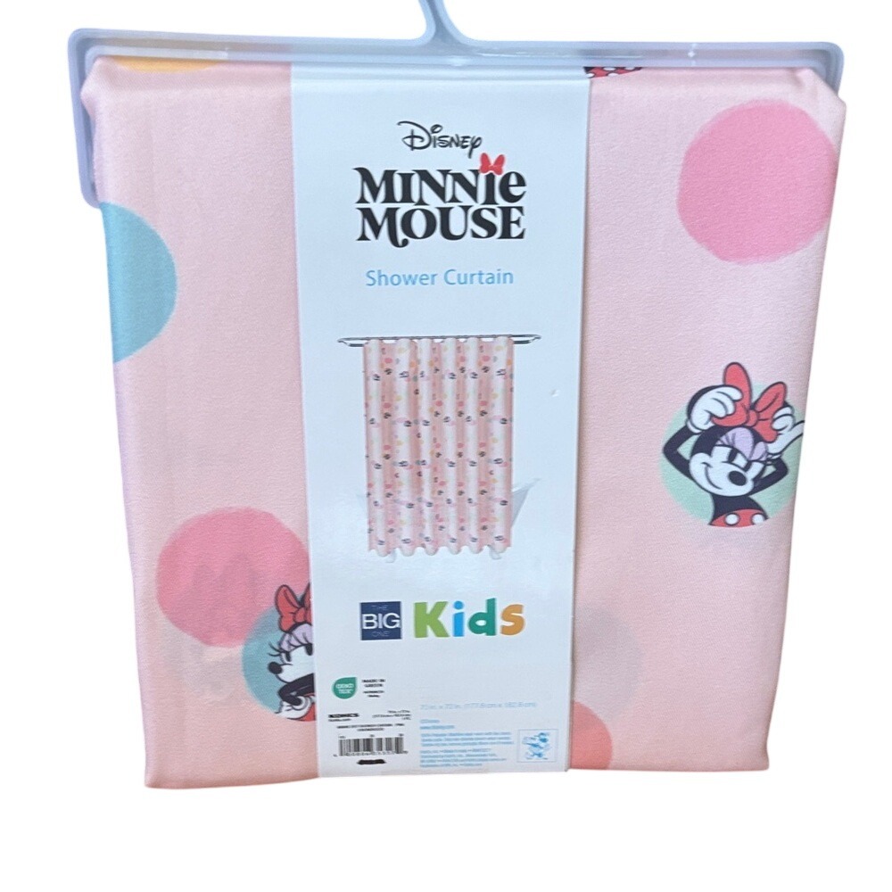 Disney Minnie Mouse Pink Polka Dot Shower Curtain Fabric 70" x 72" GIFT NEW